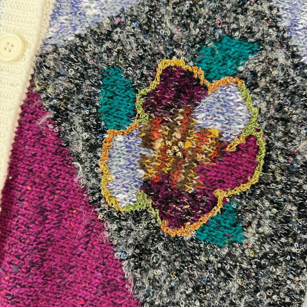 80's JACLYN SMITH funk knit cardigan sweater with metallic thread and beads - Picture 14 of 17